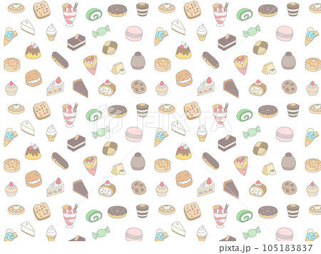 カラースイーツのパターン壁紙イラスト 横向き カラースイーツのパターン壁紙イラスト 横向き 105183837
