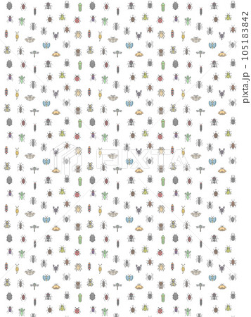 カラー昆虫パターン壁紙イラスト 縦向き カラー昆虫パターン壁紙イラスト 縦向き 105183842