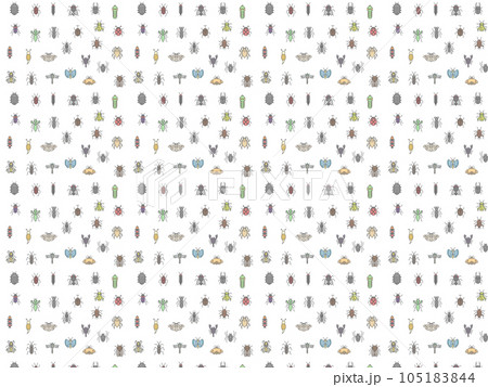 カラー昆虫パターン壁紙イラスト　横向き 105183844