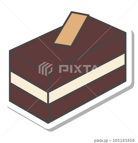 スイーツのステッカー風単品アイコンイラスト　チョコケーキ 105183858