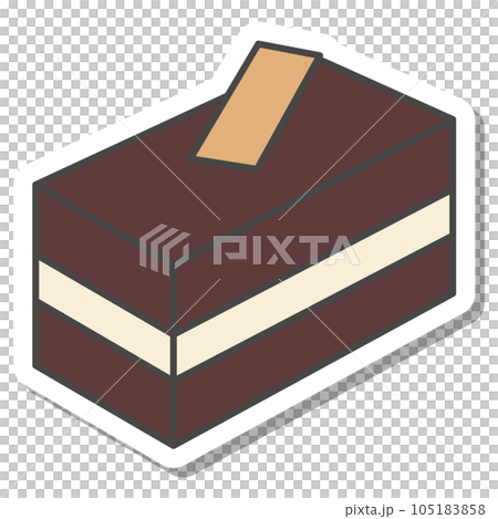 スイーツのステッカー風単品アイコンイラスト　チョコケーキ 105183858