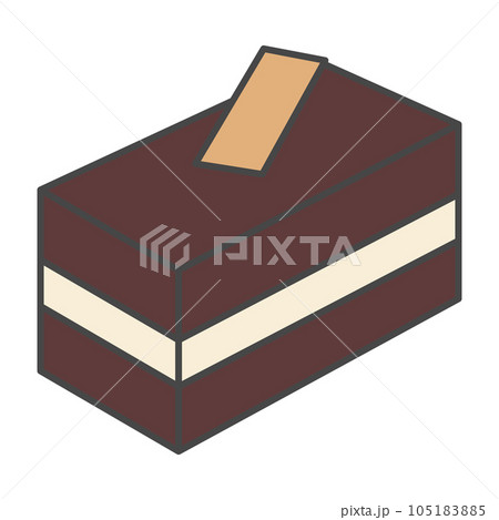 スイーツのカラー単品アイコンイラスト　チョコケーキ 105183885