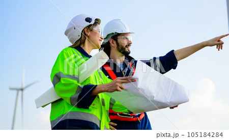 Engineer working with confident. Worker outdoor working. Mega project construction. 105184284