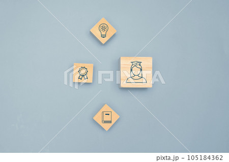 education icon and graduate cap concept. person graduation icon. High quality photo 105184362