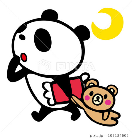 かわいいシンプルパンダ　夜おやすみポーズ 105184603