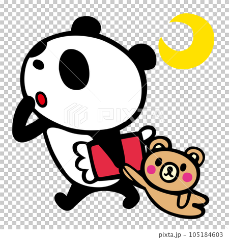 かわいいシンプルパンダ　夜おやすみポーズ 105184603