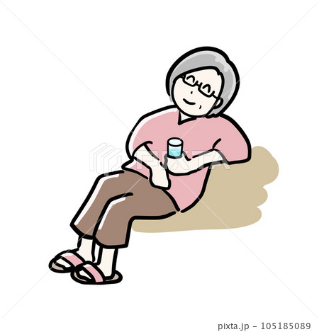 快適に過ごすシニア女性のイラスト 105185089