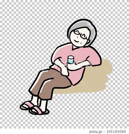 一位高級女性舒適地度過時光的插圖 105185089