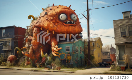 pumpkin-headed monster on a Halloween 105185730