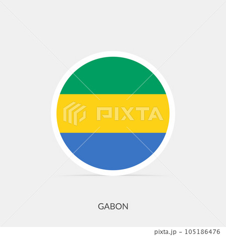 Gabon round flag icon with shadow. Gabon round flag icon with shadow. 105186476
