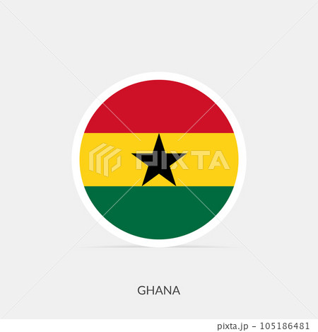 Ghana round flag icon with shadow. Ghana round flag icon with shadow. 105186481