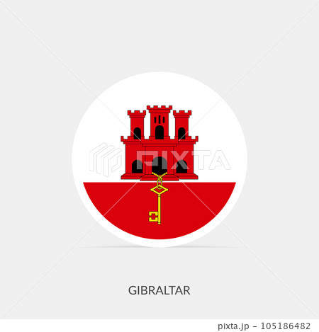 Gibraltar round flag icon with shadow. 105186482
