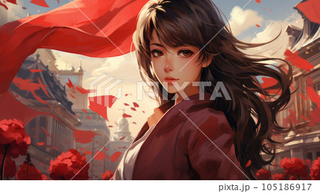 Japanese woman in traditional dress Japanese woman in traditional dress 105186917