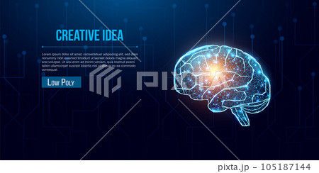Human brain. Wireframe low poly style. Human brain. Wireframe low poly style. 105187144