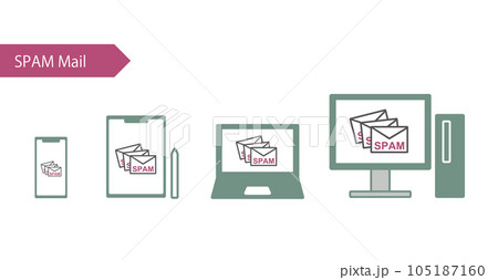 スパムメールが大量に届いている様子を描いたイラスト 105187160