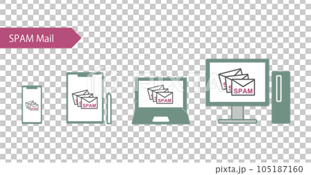 スパムメールが大量に届いている様子を描いたイラスト 105187160