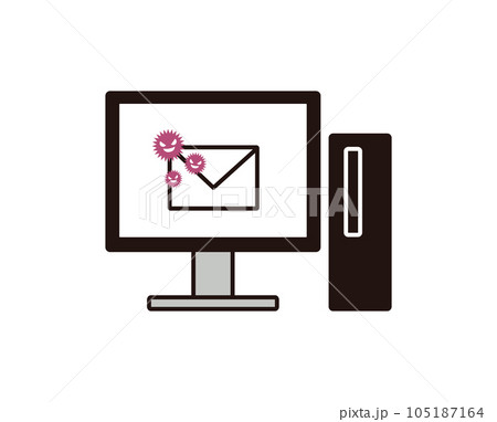 ウィルス感染したメールが届いた様子を描いたイラスト 105187164