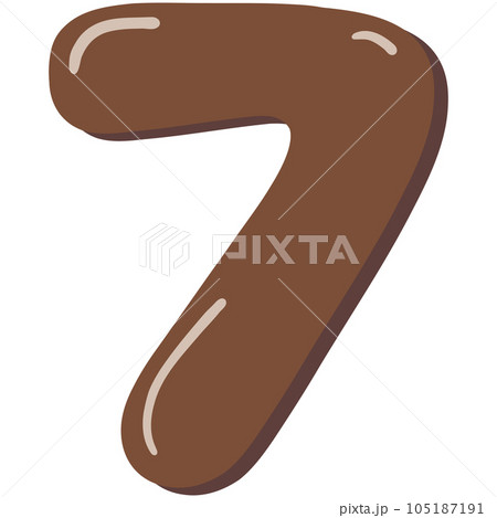 Font number 7, brown symbol on white background with shadow Font number 7, brown symbol on white background with shadow 105187191