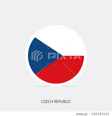 Czech Republic round flag icon with shadow. 105187232