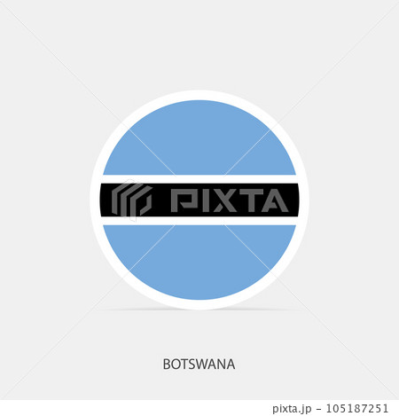 Botswana round flag icon with shadow. 105187251