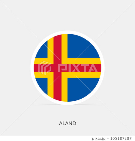 Aland round flag icon with shadow. 105187287