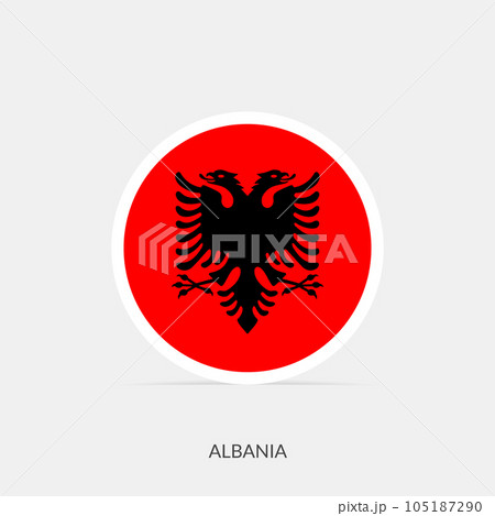 Albania round flag icon with shadow. Albania round flag icon with shadow. 105187290