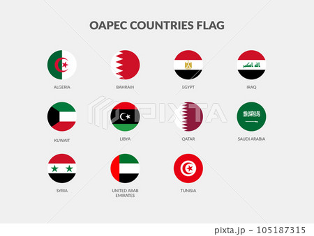 OAPEC (Organization of Arab Petroleum Exporting Countries) countries flag icons collection OAPEC (Organization of Arab Petroleum Exporting Countries) countries flag icons collection 105187315