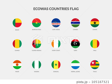 ECOWAS Countries flag icons collection ECOWAS Countries flag icons collection 105187321
