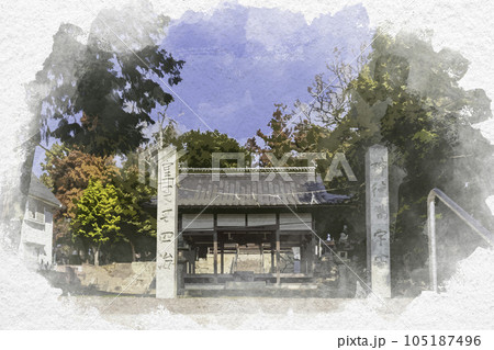 水彩画風　石清水八幡社　広島県東広島市 105187496