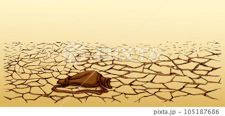 An empty waterskin lies on the ground. Vector drawing 105187686