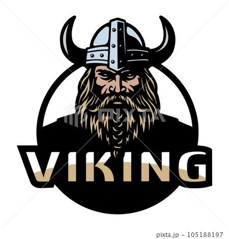 Viking warrior in a helmet with horns. Vector illustration. 105188197