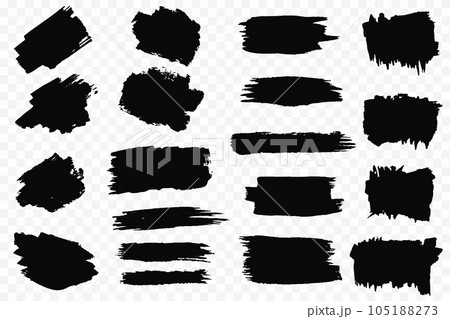 Set of vector brushes. Black brush stroke. Text frames and grunge patches. 105188273
