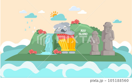 Trip in beautiful green park travel concept and adventure tourism. Journey, vacation to green island 105188560