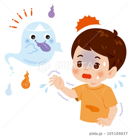 お化けを見て驚く男の子 105189837