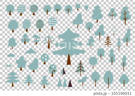 A cute simple winter tree. Nordic style vector illustration material set 105190031