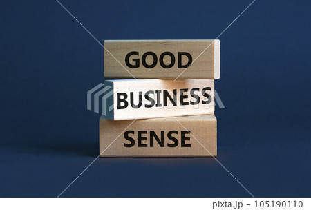 Good business sense symbol. Concept words 'Good business sense' on wooden blocks. Beautiful grey background. Copy space. Business and good business sense concept. Good business sense symbol. Concept words 'Good business sense' on wooden blocks. Beautiful grey background. Copy space. Business and good business sense concept. 105190110