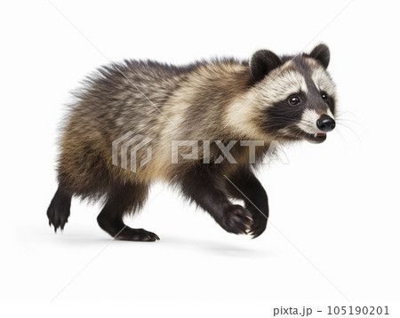 たぬき 白背景 AI生成画像 ジェネレーティブAIのイラスト素材