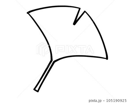 シンプルなイチョウの葉イラスト素材 線画 シンプルなイチョウの葉イラスト素材 線画 105190925