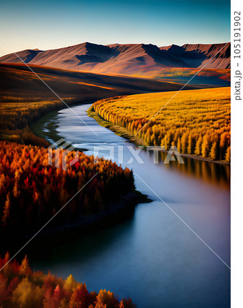 field autumn 3D color Kodachrome palette 105191902