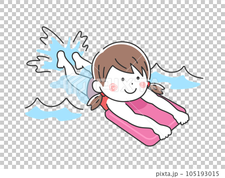 一個女孩在浮板上練習的插圖 一個女孩在浮板上練習的插圖 105193015