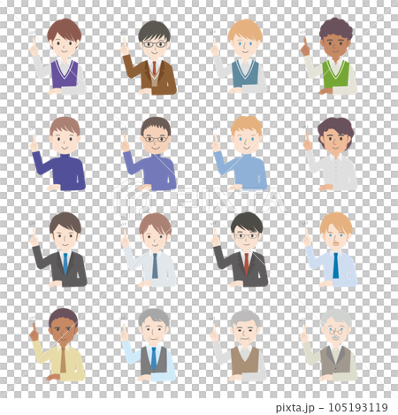 Men's upper body vector set by age Inspiration pose 105193119