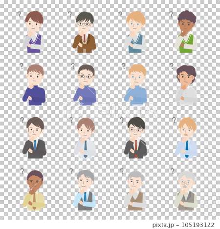 按年齡設置的男性上身矢量思考姿勢 105193122