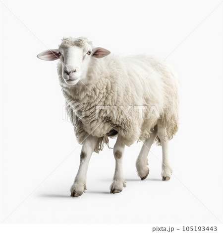 羊 白背景 AI生成画像 ジェネレーティブAIのイラスト素材 [105193443