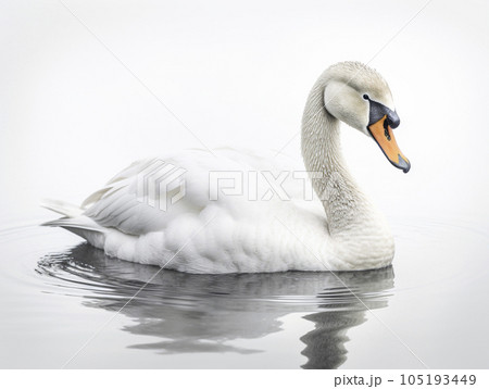 白鳥　白背景　AI生成画像　ジェネレーティブAI 105193449