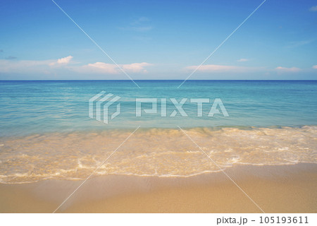 Blue sea with beach sand landscape nature in blue sky sunshine day 105193611