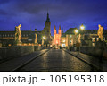 Wurzburg alte bridge at night, Franconia, Northern Bavaria, Germany 105195318