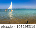 Carneiros Beach and jangada boat in Pernambuco, Northeastern Brazil, South America 105195319