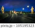 Wurzburg alte bridge at night, Franconia, Northern Bavaria, Germany 105195323