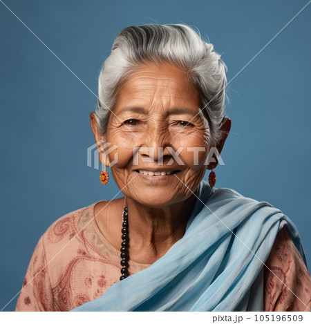 Portrait-of old woman Senior Indian woman and smiling on-white background