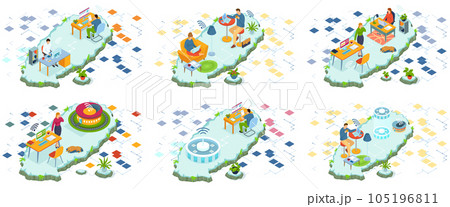 Remote working and networks. Professional business teleworkers connecting online and working from home Remote working and networks. Professional business teleworkers connecting online and working from home 105196811